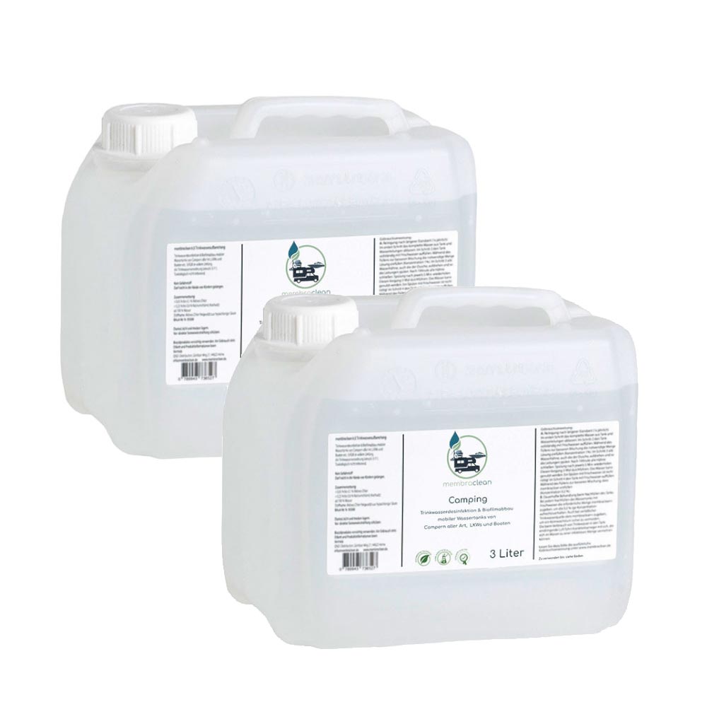 2x 3 Liter membraclean Trinkwasseraufbereitung Camping & Wohnmobile Sparset - membraclean-shop.de