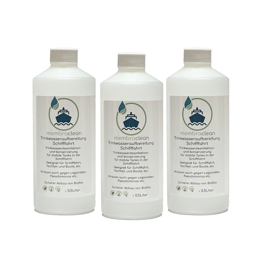 3x 0,5 Liter membraclean Trinkwasseraufbereitung Schifffahrt (Boote & Yachten) - membraclean - shop.de