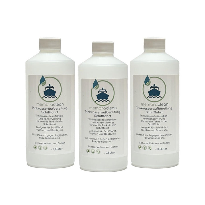 3x 0,5 Liter membraclean Trinkwasseraufbereitung Schifffahrt (Boote & Yachten) - membraclean - shop.de