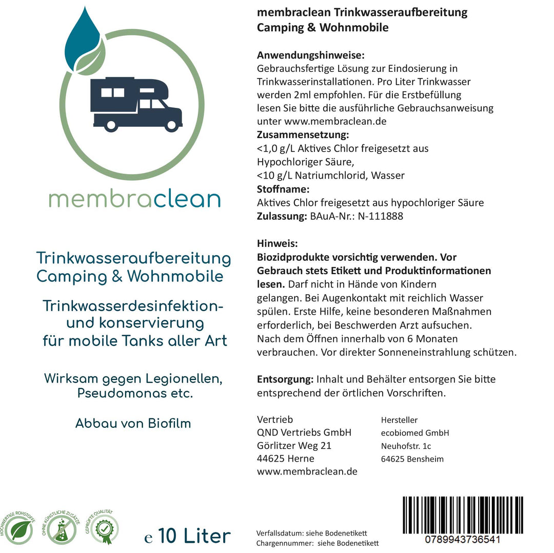 3x 10 Liter membraclean Trinkwasseraufbereitung Camping & Wohnmobile Sparset - membraclean-shop.de