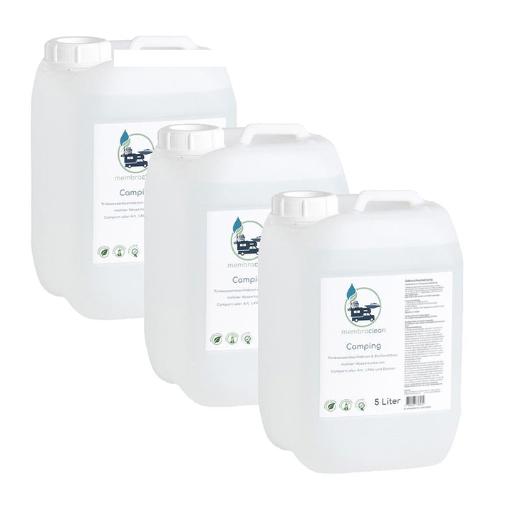 3x 5 Liter membraclean Trinkwasseraufbereitung Camping & Wohnmobile Sparset - membraclean-shop.de