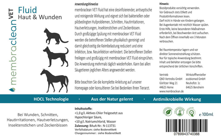 membraclean VET Fluid im Zerstäuber für Haut & Wunden 100ml - membraclean-shop.de