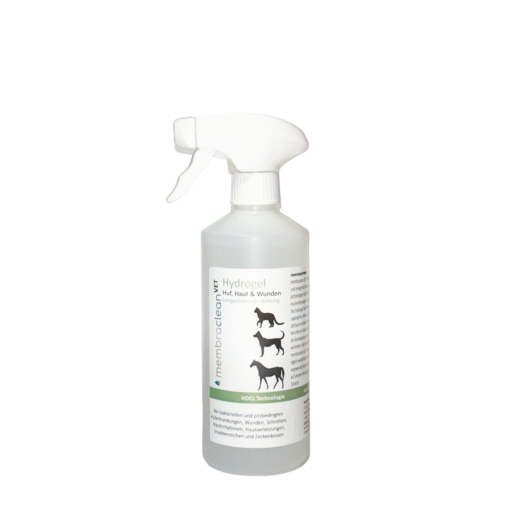 membraclean VET Hydrogel in Sprühflasche für Haut & Wunden 500ml - membraclean-shop.de