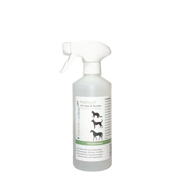 membraclean VET Hydrogel in Sprühflasche für Haut & Wunden 500ml - membraclean-shop.de