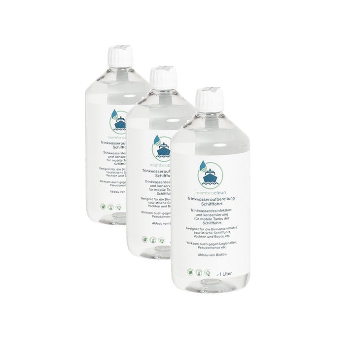 3x 1 Liter membraclean Trinkwasseraufbereitung Schifffahrt (Boote & Yachten) - membraclean-shop.de