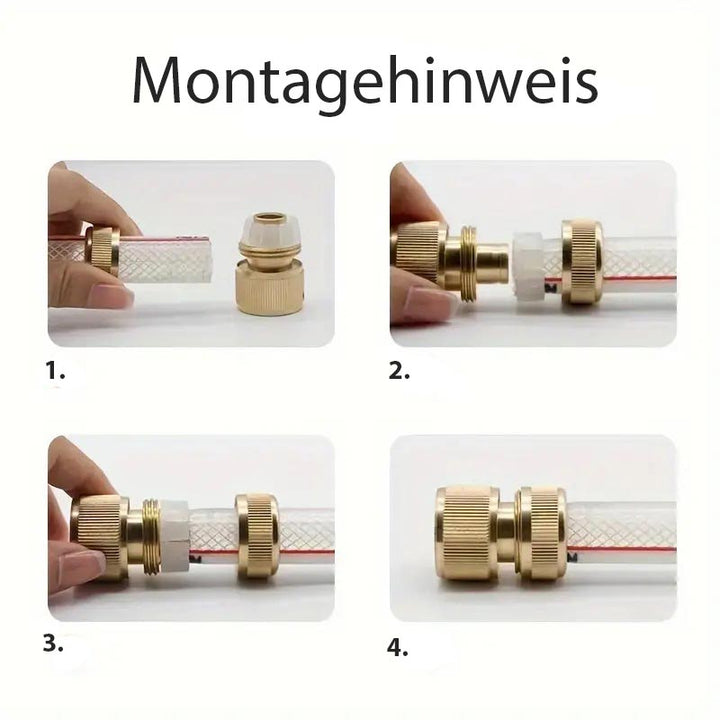 Messing Schlauchanschluss mit Wasserstop 1/2" (12-15mm) auf Quick-Kupplung - membraclean-shop.de